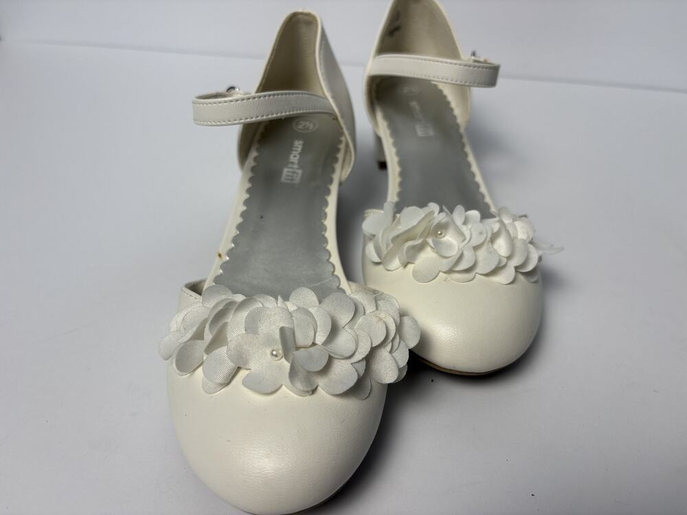Smart Fit Youth Girl CiCi Flower Heel Ivory Dress Sandal Size 2.5
